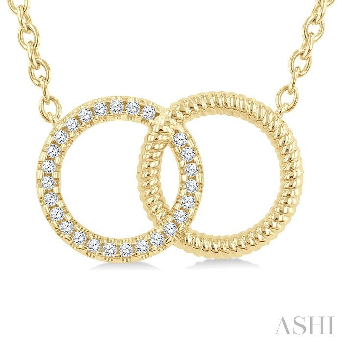 ASHI Circle Interlock Petite Diamond Fashion Pendant 928G8PPTSPDYG-RD