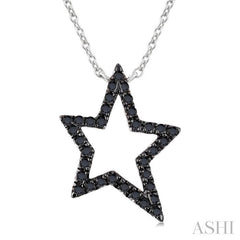 ASHI Star Shape Black Diamond Fashion Pendant 928H0PPTKNKWG