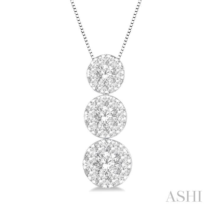 ASHI Round Shape Past Present & Future Lovebright Essential Diamond Pendant 929B2PPFGPDWG