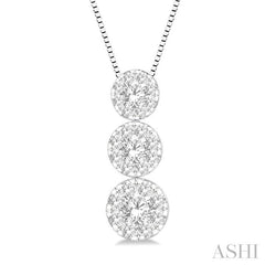 ASHI Round Shape Past Present & Future Lovebright Essential Diamond Pendant 929B3PPFVPDWG