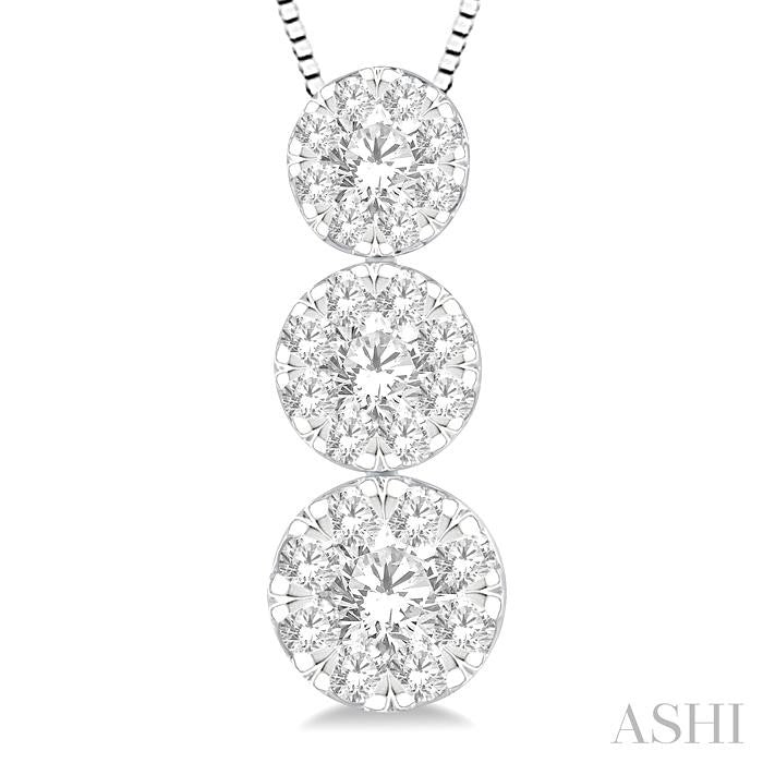 ASHI Round Shape Past Present & Future Lovebright Essential Diamond Pendant 929B3PPFVPDWG