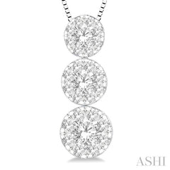 ASHI Round Shape Past Present & Future Lovebright Essential Diamond Pendant 929B3PPFVPDWG