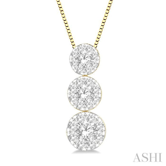 ASHI Round Shape Past Present & Future Lovebright Essential Diamond Pendant 929B3PPFVPDYW