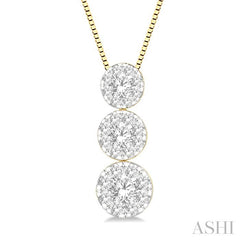 ASHI Round Shape Past Present & Future Lovebright Essential Diamond Pendant 929B3PPFVPDYW