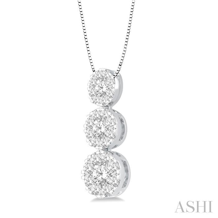 ASHI Round Shape Past Present & Future Lovebright Essential Diamond Pendant 929B5PPFGPDWG