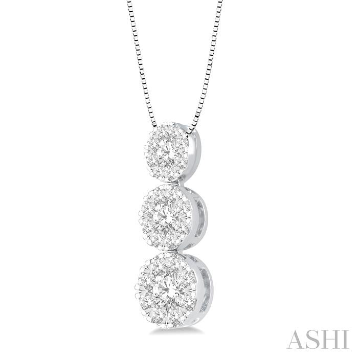 ASHI Round Shape Past Present & Future Lovebright Essential Diamond Pendant 929B6PPFGPDWG