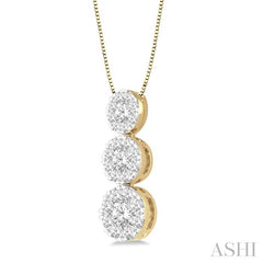 ASHI Round Shape Past Present & Future Lovebright Essential Diamond Pendant 929B6PPFGPDYW
