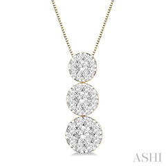 ASHI Round Shape Past Present & Future Lovebright Essential Diamond Pendant 929B6PPFGPDYW