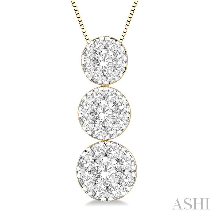 ASHI Round Shape Past Present & Future Lovebright Essential Diamond Pendant 929B6PPFGPDYW
