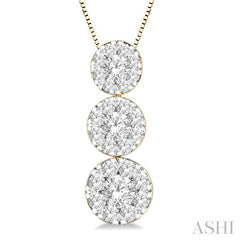 ASHI Round Shape Past Present & Future Lovebright Essential Diamond Pendant 929B6PPFGPDYW