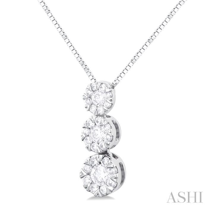 ASHI Round Shape Past Present & Future Lovebright Essential Diamond Pendant 929B6PPFVPDWG
