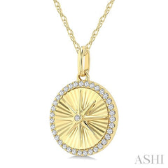 ASHI Circle Fluted Medallion Diamond Pendant 929F7PPFHPDYG