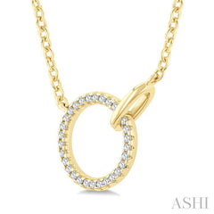 ASHI Circle Interlock Petite Diamond Fashion Pendant 929G8PPTSPDYG