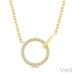 ASHI Circle Interlock Petite Diamond Fashion Pendant 929G8PPTSPDYG