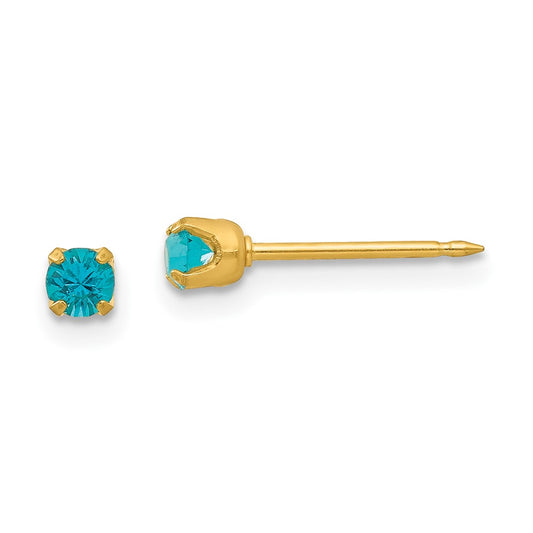 92E Inverness 24k Plated December Blue Crystal Birthstone Earrings
