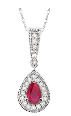 Parkplace Jewelers Pear Shape Gemstone & Halo Diamond Pendant 58327PPFNPDRBWG