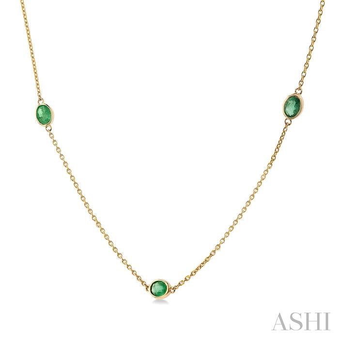 ASHI Oval Shape Gemstone Station Necklace 930V0PPF@NKEMYG-OV