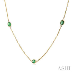 ASHI Oval Shape Gemstone Station Necklace 930V0PPF@NKEMYG-OV
