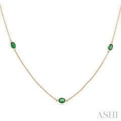 ASHI Oval Shape Gemstone Station Necklace 930V0PPF@NKEMYG-OV