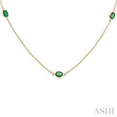 ASHI Oval Shape Gemstone Station Necklace 930V0PPF@NKEMYG-OV