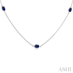 ASHI Oval Shape Gemstone Station Necklace 930V0PPF@NKSPWG-OV