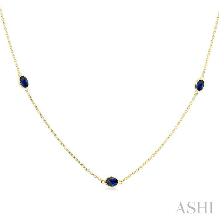 ASHI Oval Shape Gemstone Station Necklace 930V0PPF@NKSPYG-OV