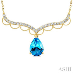 ASHI Pear Shape Gemstone & Diamond Fashion Necklace 930W0PPTSNKBTYG