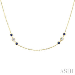ASHI 3 Gemstone & Diamond Station Necklace 936VHPPFGNKSPYG