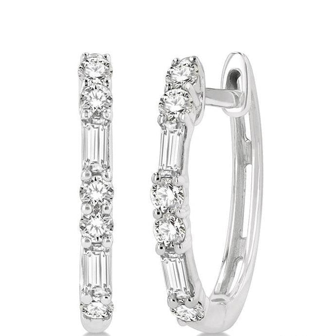 Parkplace Jewelers Baguette Diamond Huggie Earrings 682V5PPFSERWG