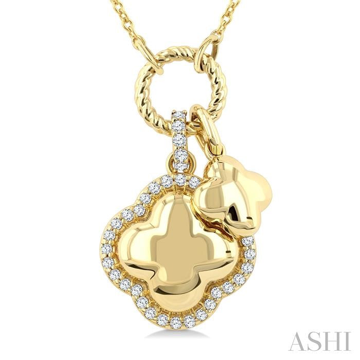 ASHI Clover Charm Diamond Fashion Pendant 938A8PPTGPDYG-CLV