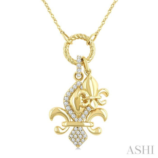 ASHI Fleur De Lis Charm Diamond Fashion Pendant 938A8PPTGPDYG-FDL