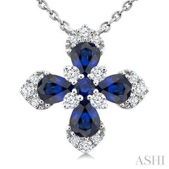 ASHI Blossom Pear Shape Gemstone & Diamond Pendant 939V0PPFGNKSPWG