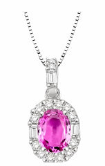 Parkplace Jewelers Oval Shape Gemstone & Halo Diamond Pendant 58526PPFHPDPSPWG