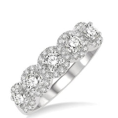 Parkplace Jewelers Round Shape 5 Stone Halo Half Eternity Diamond Wedding Band 312E1PPFHWG