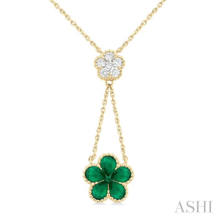 ASHI Blossom Pear Shape Gemstone & Diamond Necklace 940V0PPFGNKEMYG