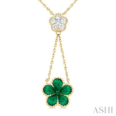 ASHI Blossom Pear Shape Gemstone & Diamond Necklace 940V0PPFGNKEMYG