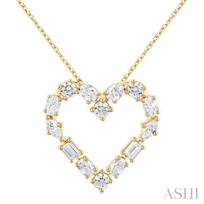 ASHI Heart Mixed Shape Diamond Fashion Pendant 94171PPFHPDYG