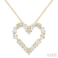 ASHI Heart Mixed Shape Diamond Fashion Pendant 94171PPFHPDYG