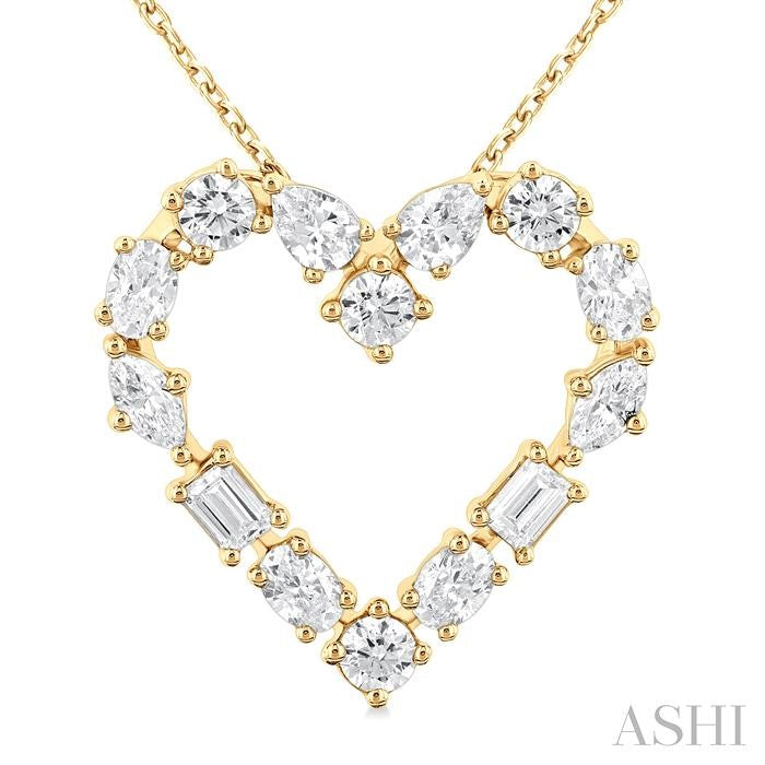 ASHI Heart Mixed Shape Diamond Fashion Pendant 94171PPFHPDYG