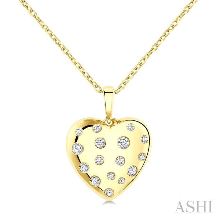 ASHI Puffed Heart Shape Diamond Pendant 94198PPTGPDYG