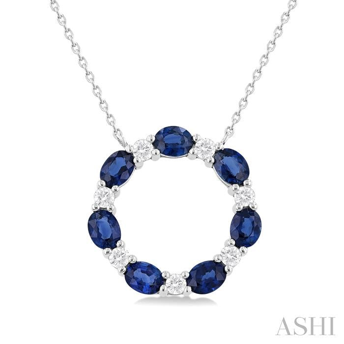ASHI Circle Gemstone & Diamond Pendant 942VQPPFGNKSPWG