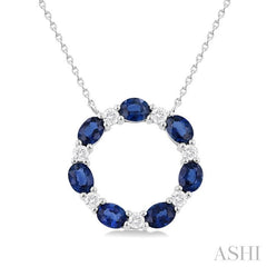 ASHI Circle Gemstone & Diamond Pendant 942VQPPFGNKSPWG