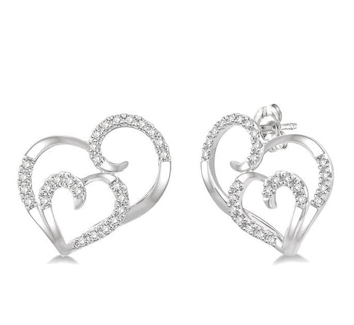 Parkplace Jewelers Double Heart Shape Diamond Fashion Earrings 93848PPTSERWG