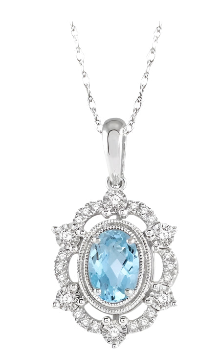 Parkplace Jewelers Oval Shape Gemstone & Diamond Pendant 61258PPTSPDAQWG