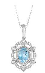 Parkplace Jewelers Oval Shape Gemstone & Diamond Pendant 61258PPTSPDAQWG