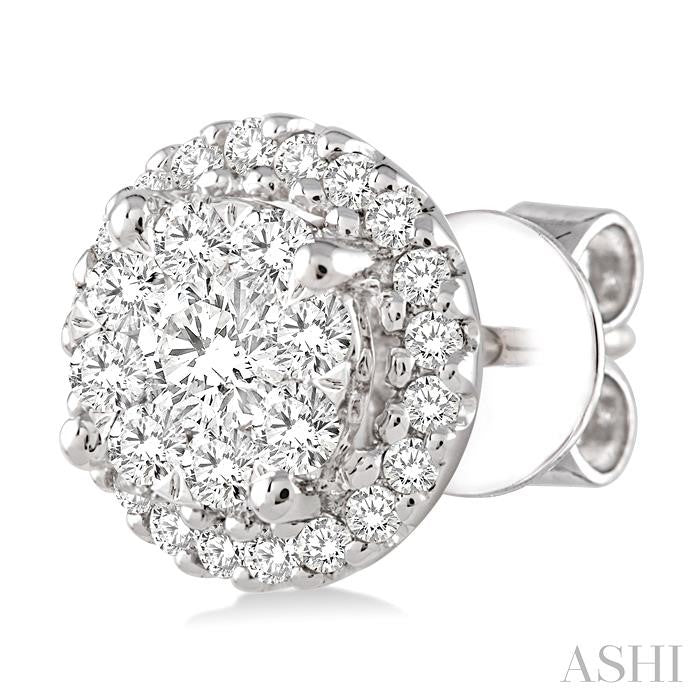 ASHI Round Shape Halo Lovebright Essential Diamond Earrings 94911PPFGERWG