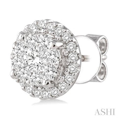 ASHI Round Shape Halo Lovebright Essential Diamond Earrings 94911PPFGERWG