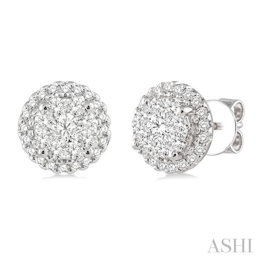 ASHI Round Shape Halo Lovebright Essential Diamond Earrings 94911PPFGERWG