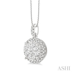 ASHI Round Shape Halo Lovebright Essential Diamond Pendant 94911PPFGPDWG