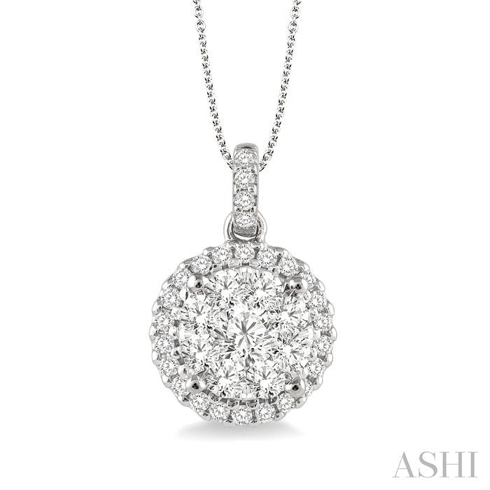 ASHI Round Shape Halo Lovebright Essential Diamond Pendant 94911PPFGPDWG